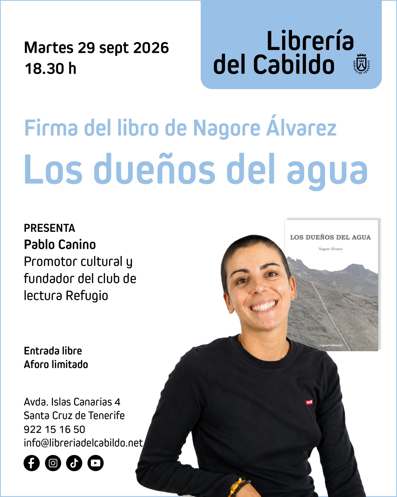 Firma del libro 'Los dueños del agua' de Nagore Álvarez