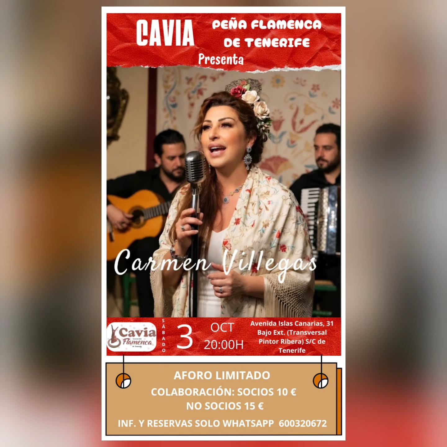 Carmen Villegas en la Peña Flamenca Cavia